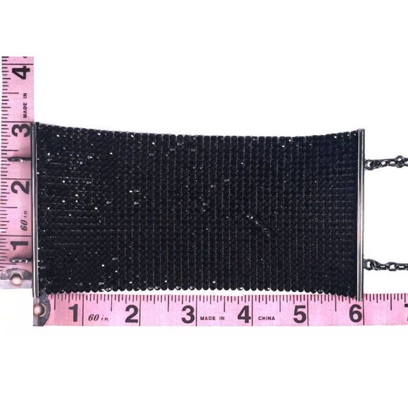 Vintage CHANEL Black Swarovski Crystal Mesh Bracelet 1998 - Picture 11 of 12